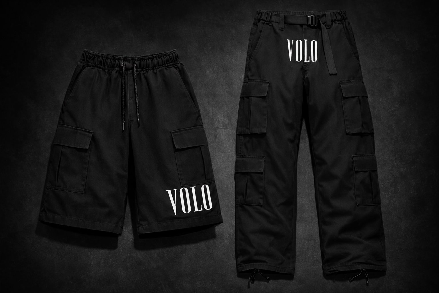 VOLO cargo shorts and cargo pants flat