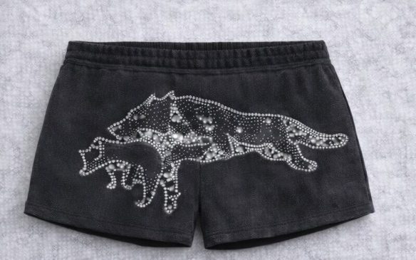 VOLO women black velour shorts back