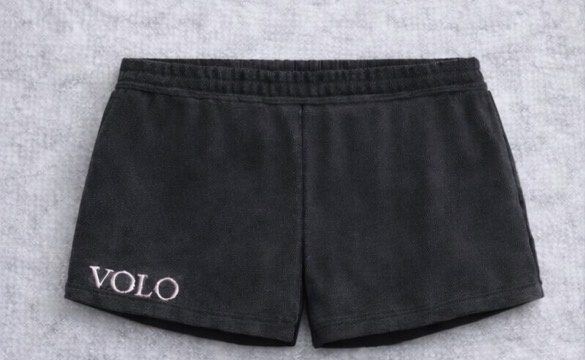 VOLO women black velour shorts front